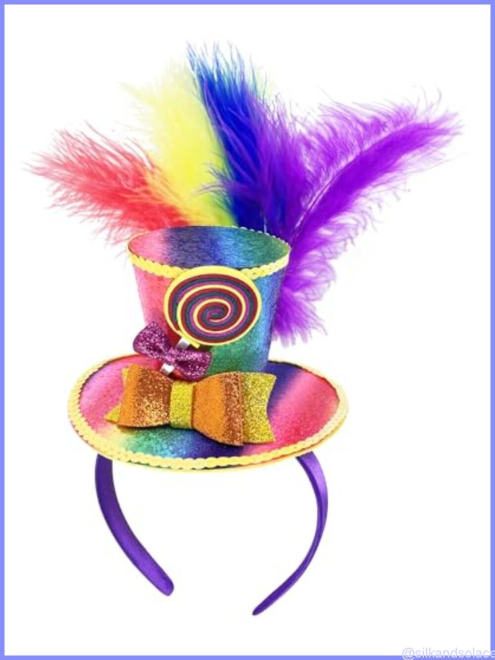 Glitter Leather Mini Top Hat Headband Multicolor Feathers Women Girls Festival